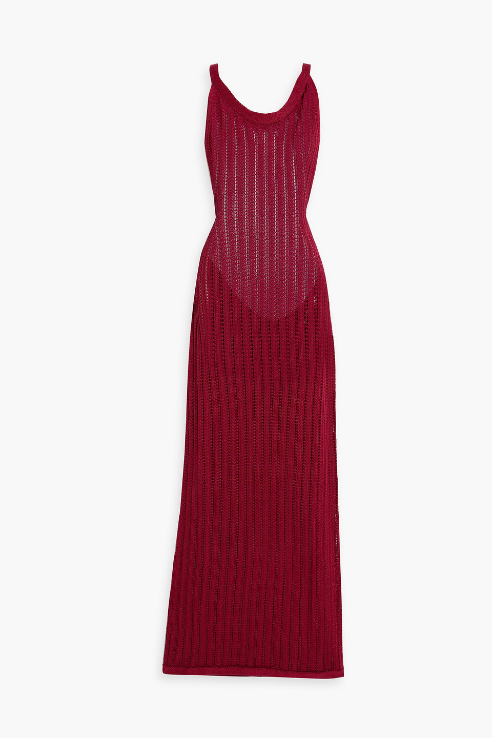 Savannah Morrow North Open-knit Pima Cotton Maxi Dress In Claret