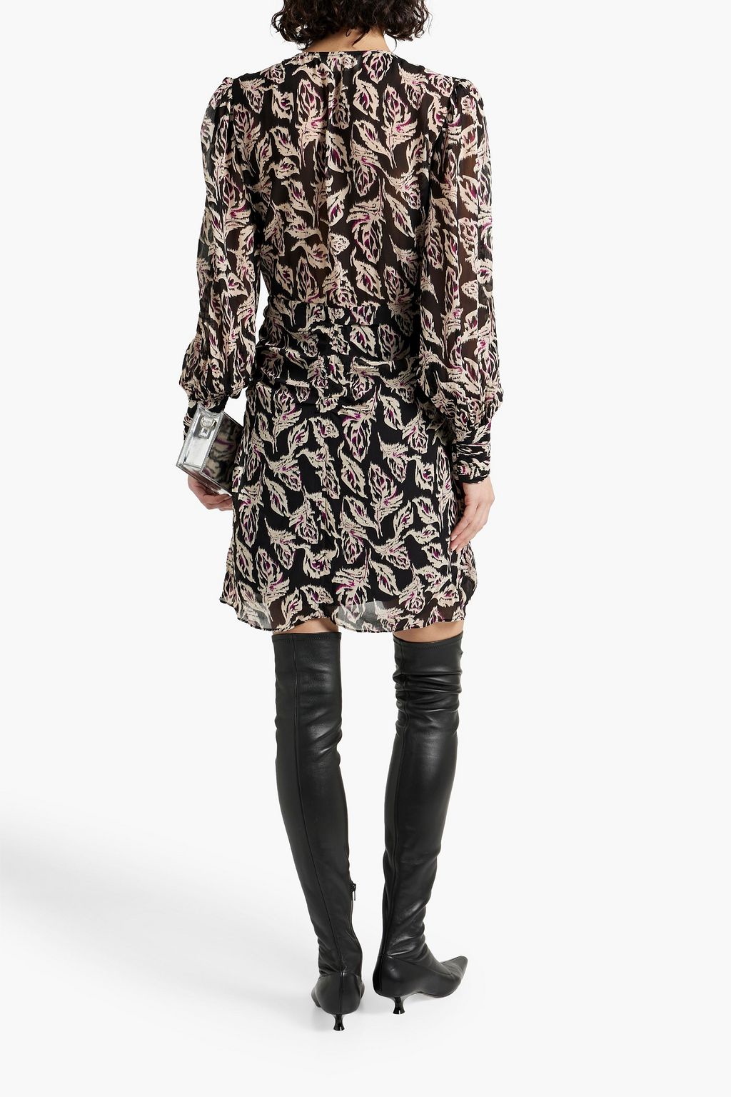 BA&SH Gize wrap-effect ruched printed crepon mini dress