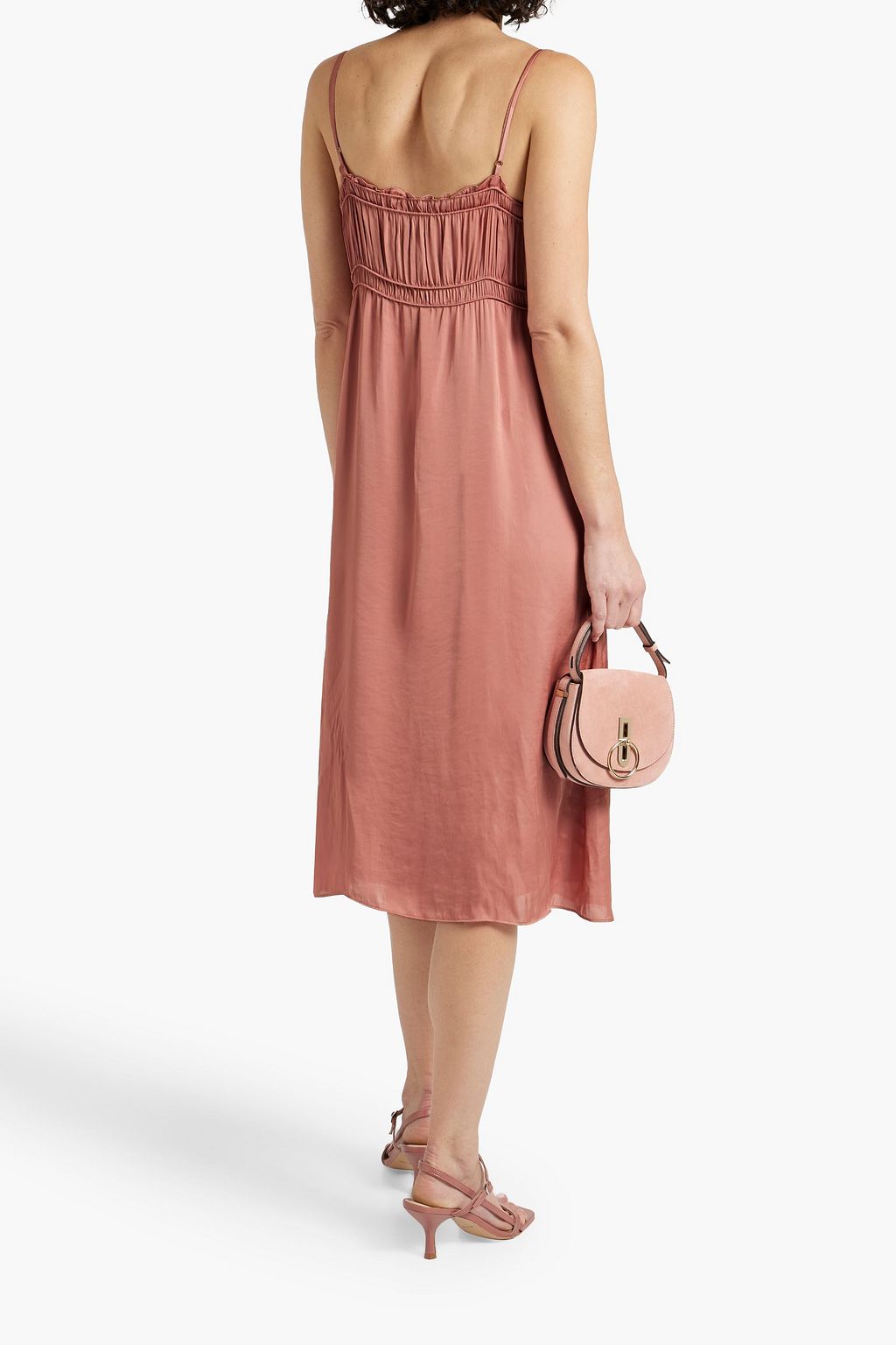 BA&SH Yanis button-detailed satin midi slip dress