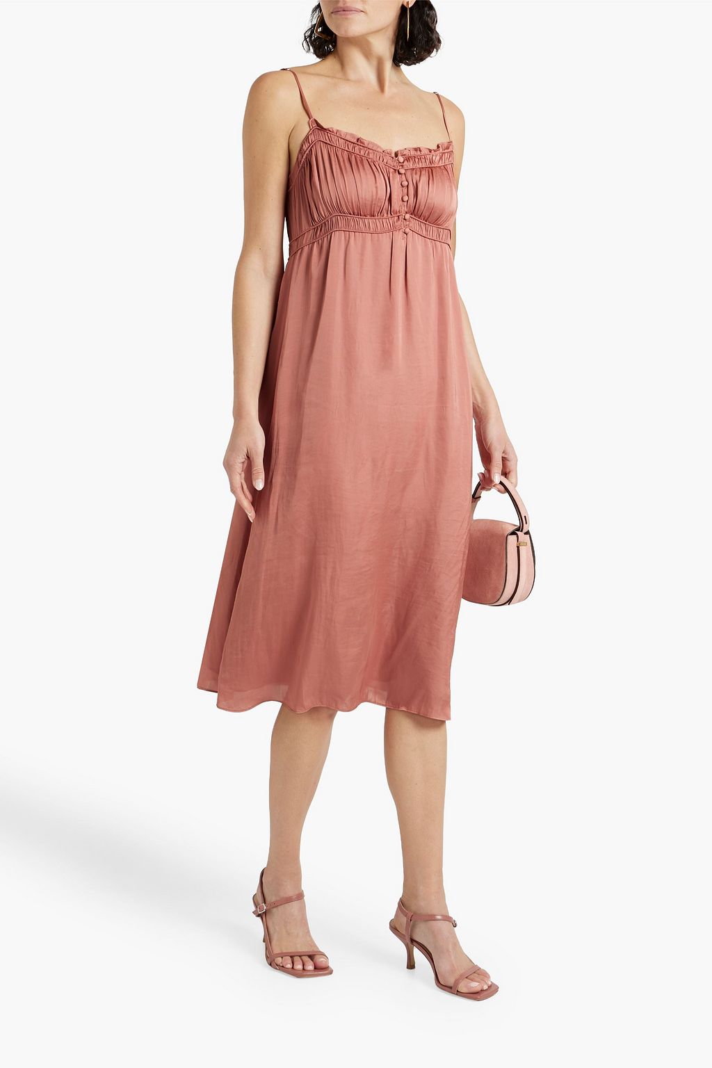 BA&SH Yanis button-detailed satin midi slip dress