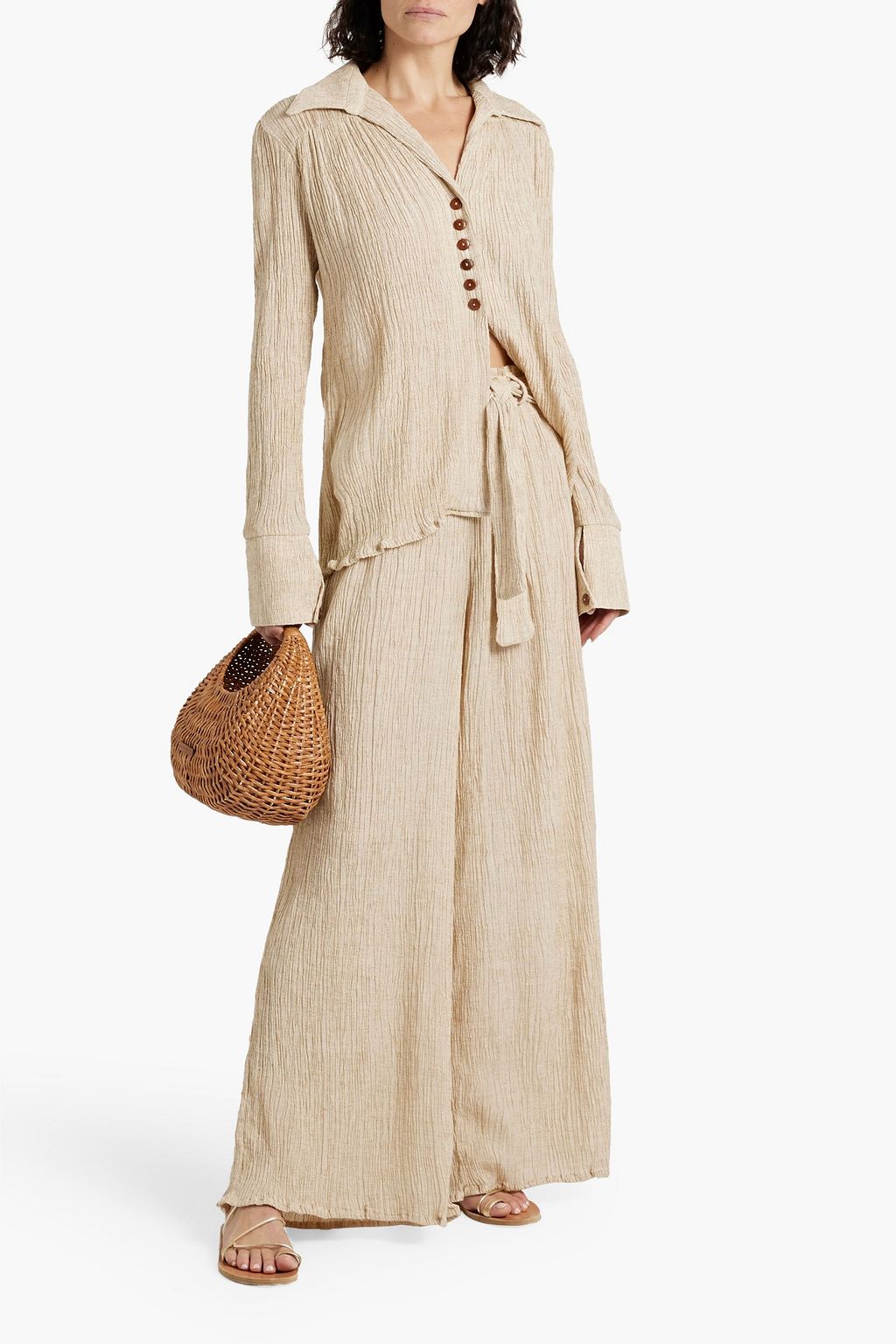 SAVANNAH MORROW Elle plissé silk-blend shirt