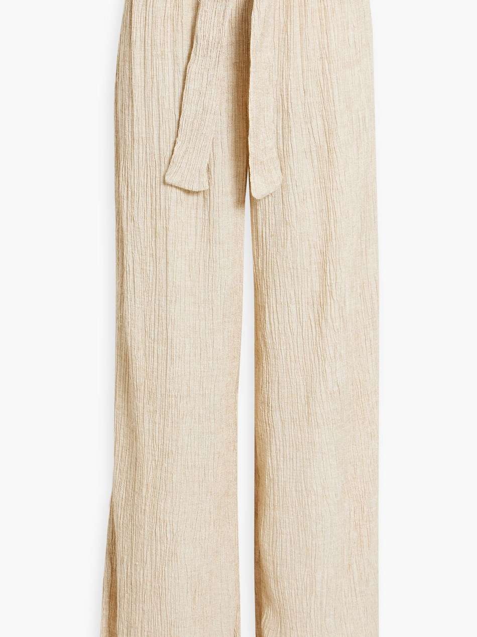 elle plissé silk, hemp, bamboo and cotton-blend wide-leg pants
