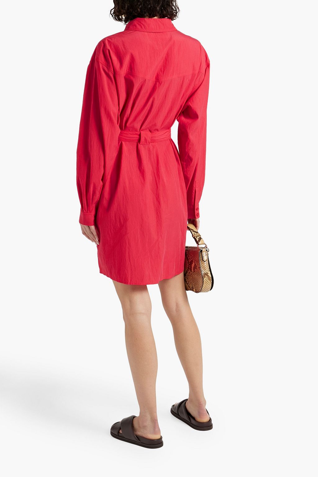 BA&SH Pearl belted Lyocell-blend poplin mini shirt dress
