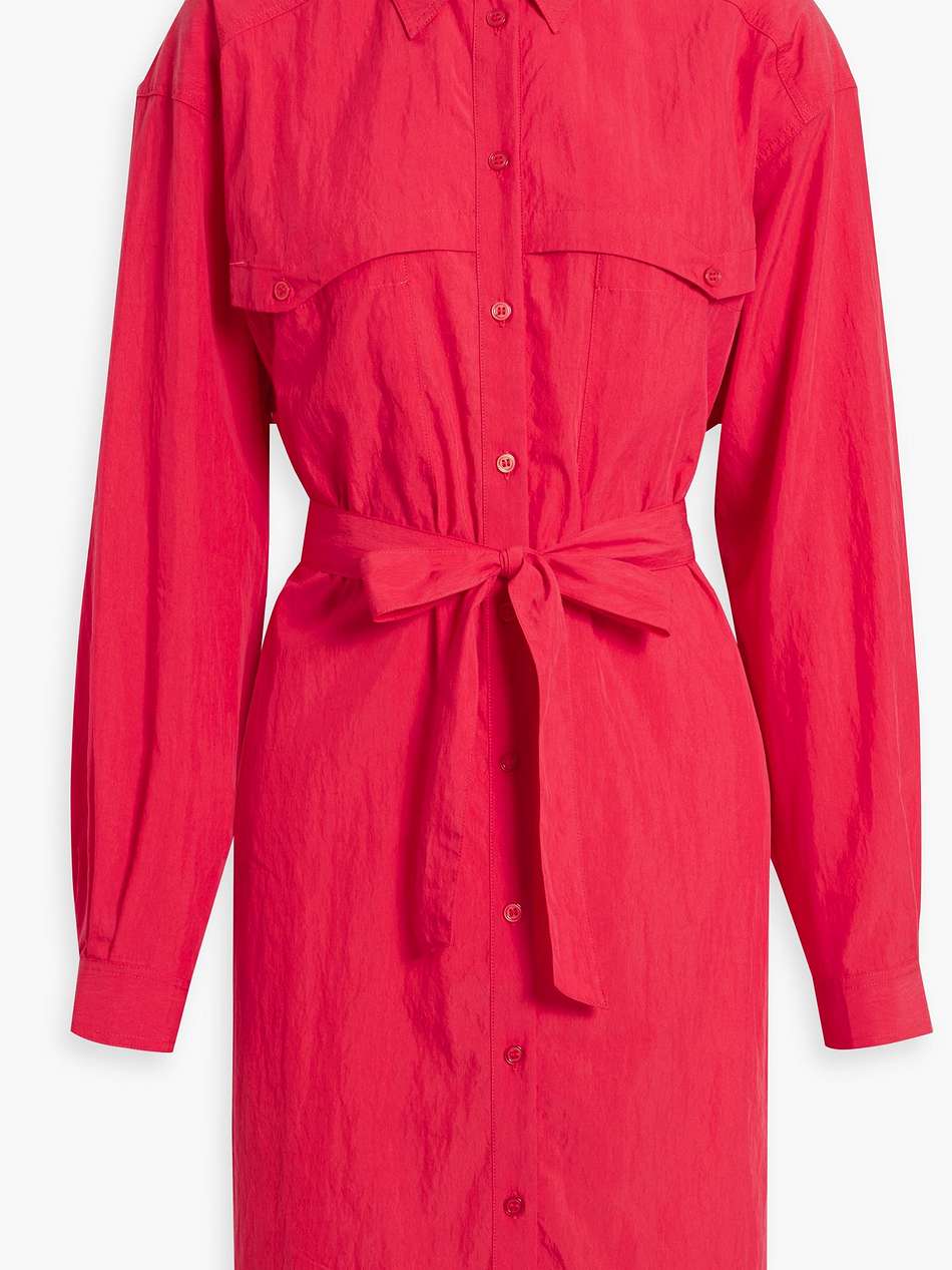 pearl belted lyocell-blend poplin mini shirt dress
