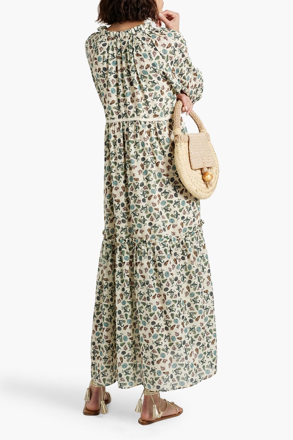 SENSI STUDIO Tiered printed cotton-blend jacquard maxi dress