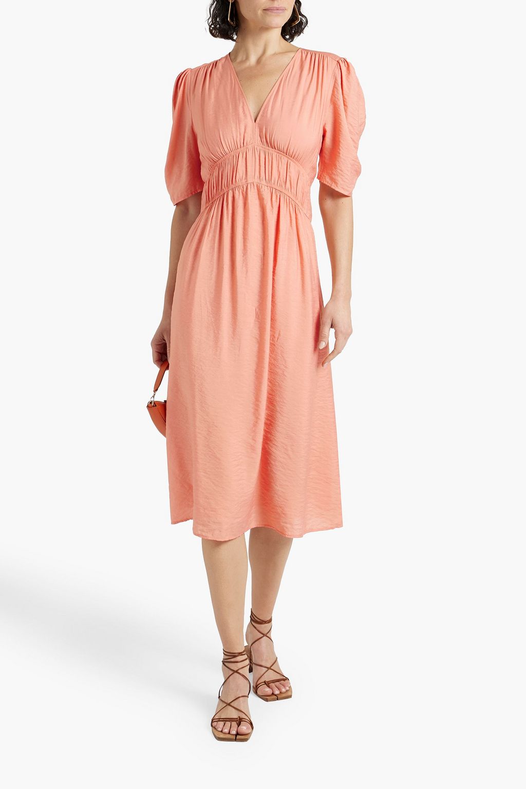 BA&SH Gathered voile midi dress