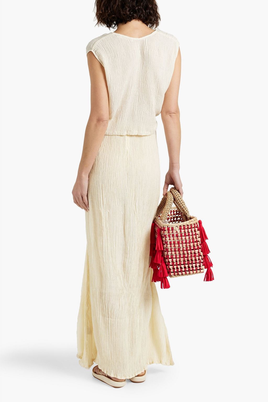 SAVANNAH MORROW Plissé bamboo and silk-blend top
