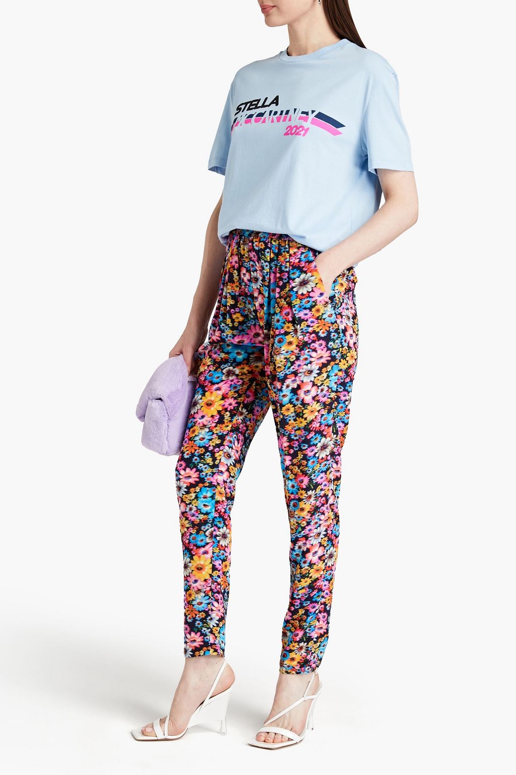 STELLA MCCARTNEY Christine floral-print silk crepe de chine tapered pants