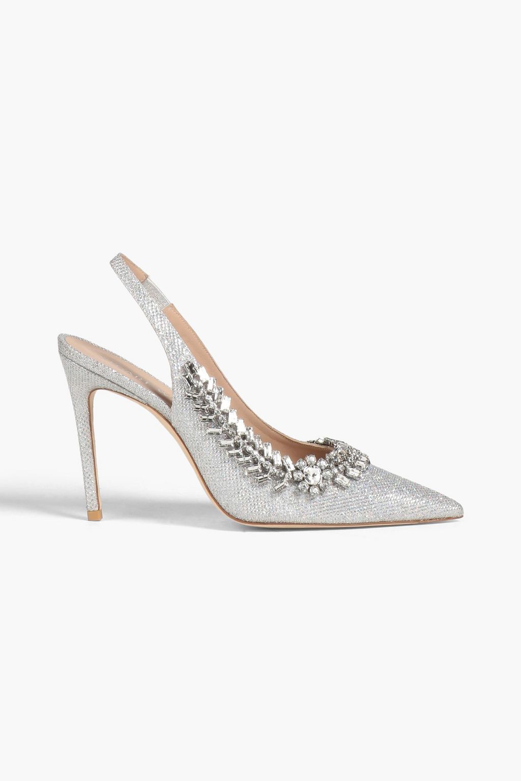 STUART WEITZMAN Crystal-embellished glittered woven pumps | THE OUTNET