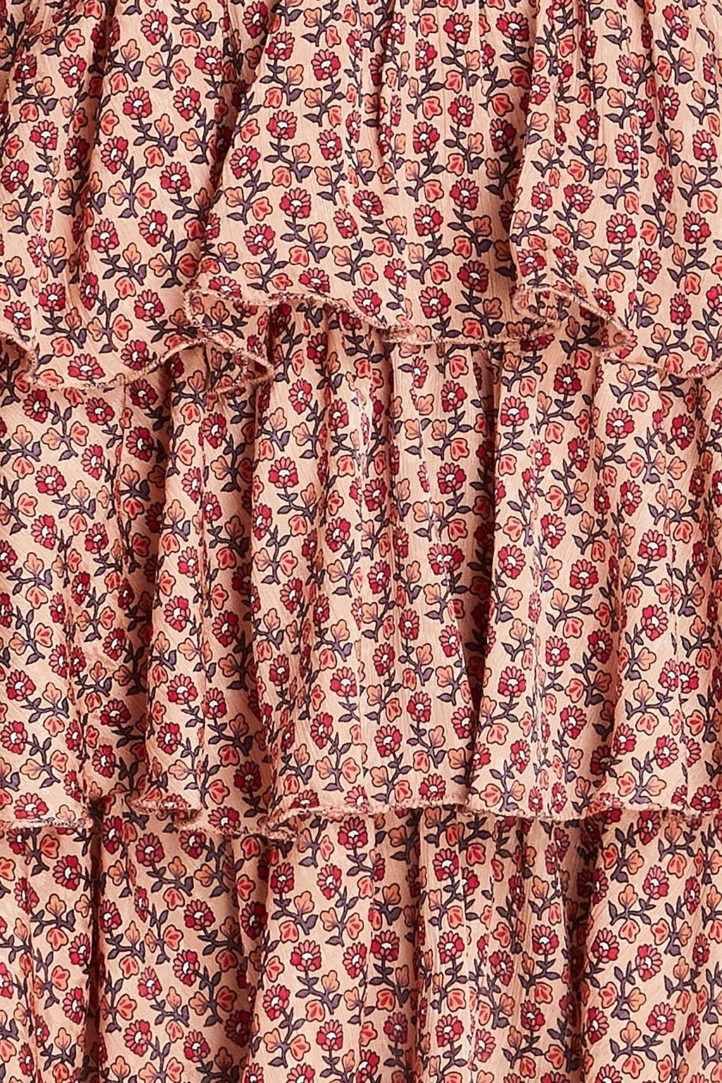 MAJE Tiered ruffled floral-print crepon mini dress