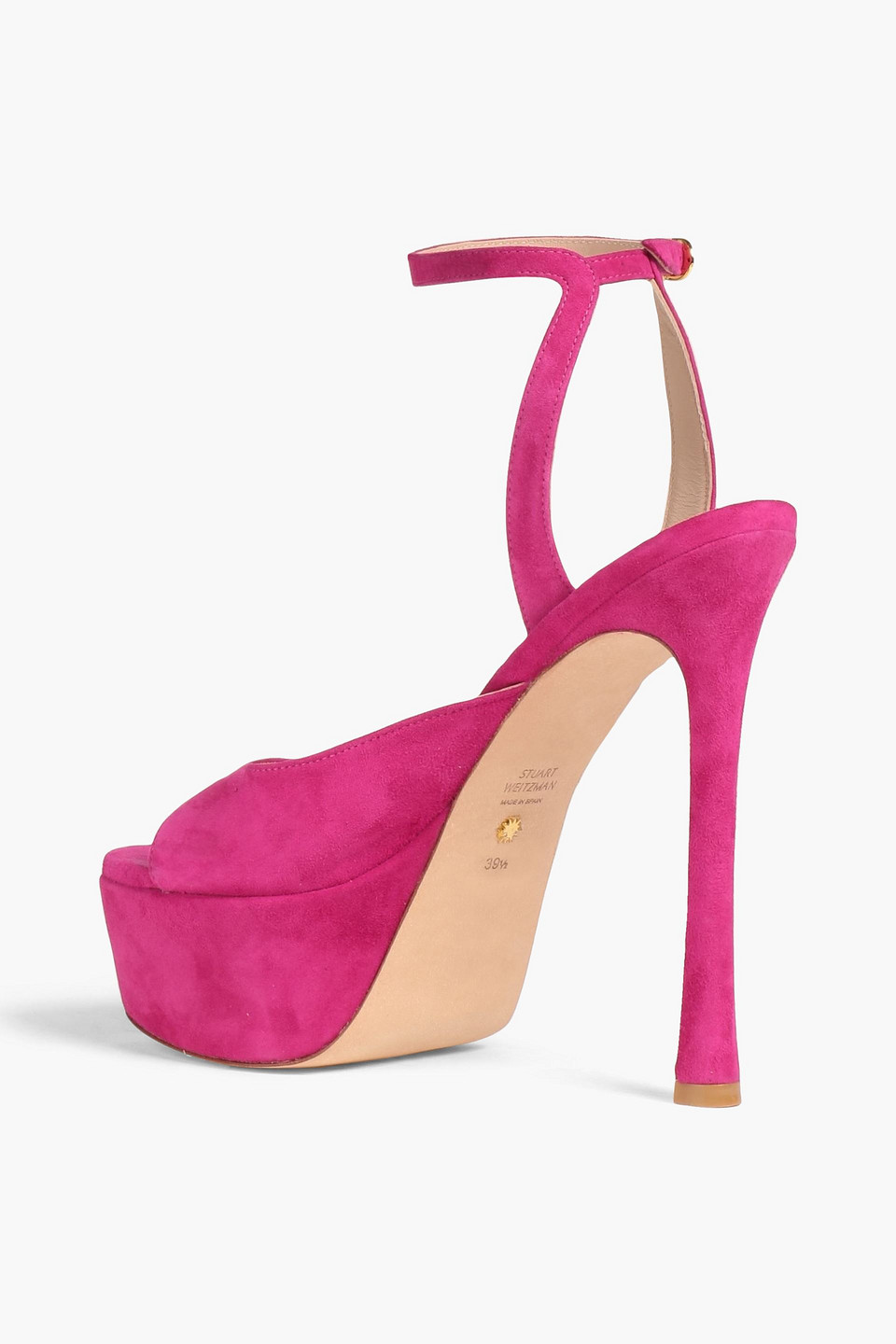 Shop Stuart Weitzman Tia Hollywood Suede Platform Sandals In Fuchsia