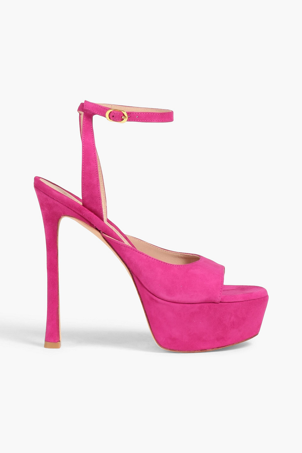 Stuart Weitzman Tia Hollywood Suede Platform Sandals In Fuchsia