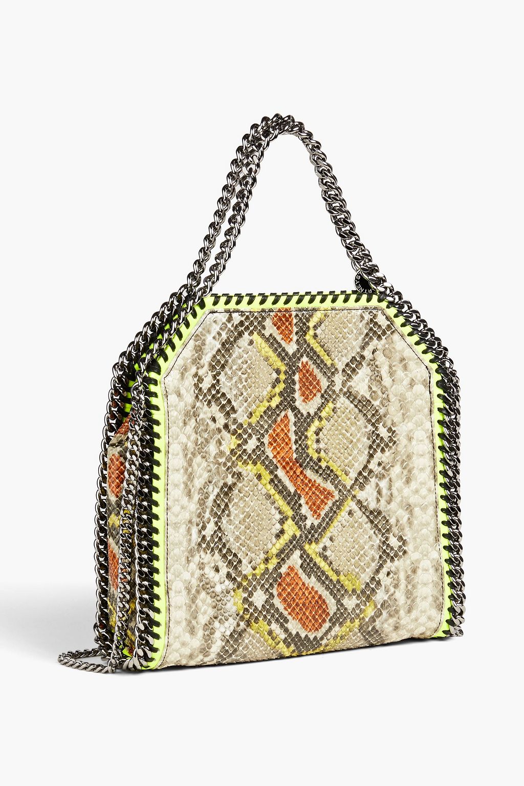 STELLA MCCARTNEY Falabella mini chain-embellished snake-print faux-leather tote