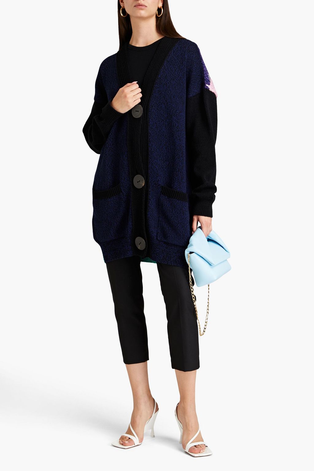 STELLA MCCARTNEY Oversized marled embroidered cotton cardigan