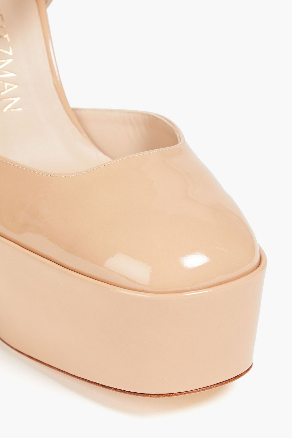 STUART WEITZMAN حذاء بامب “سكاي هاي” بنعل سميك مصنوع من الجلد اللامع بكعب مقاس 145