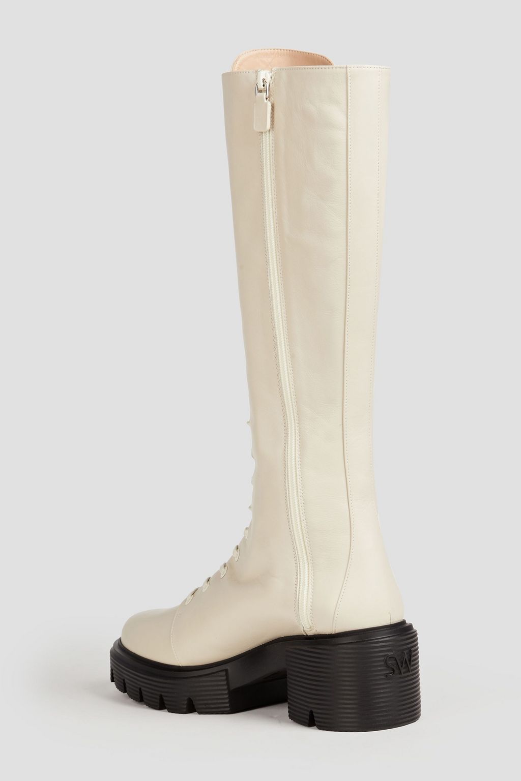 STUART WEITZMAN 소호 가죽 레이스업 니하이 부츠