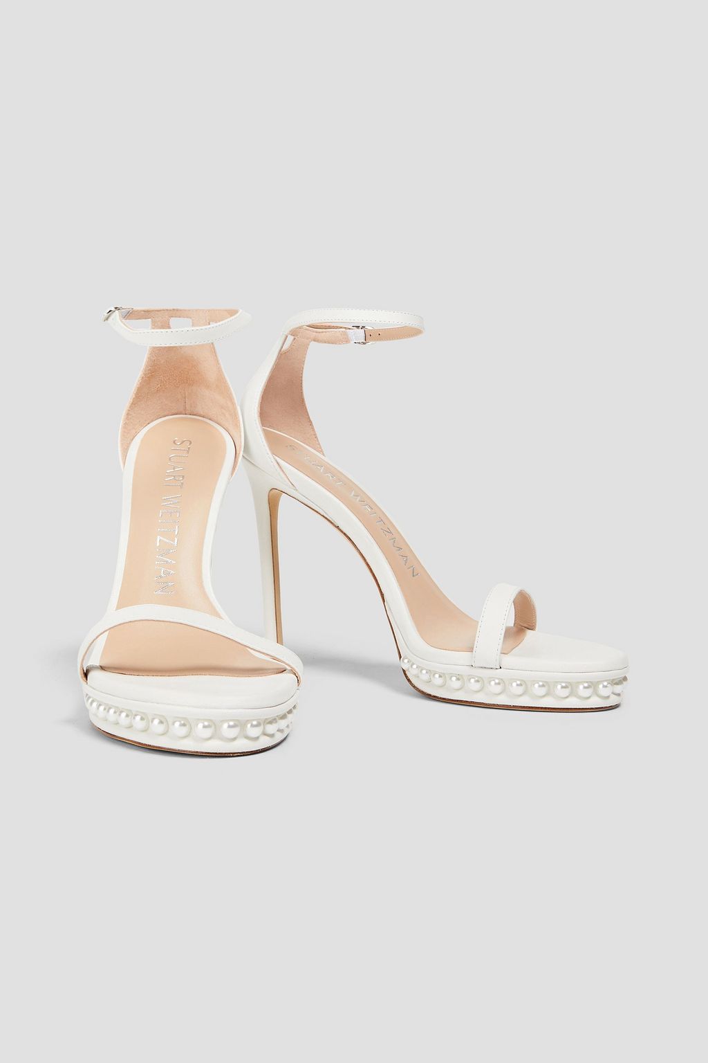 STUART WEITZMAN Bead-embellished leather sandals