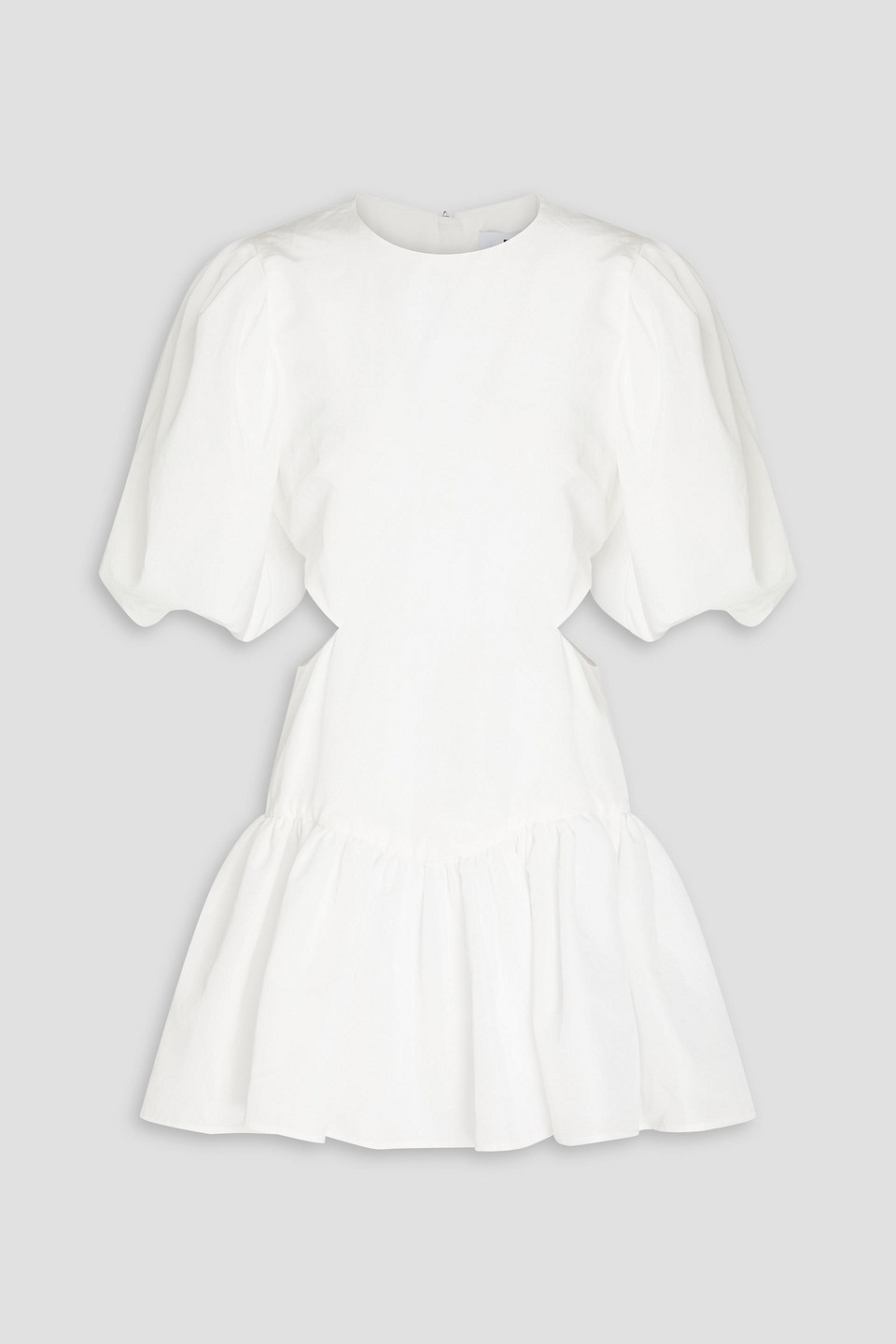 Msgm Cutout Gathered Shantung Mini Dress In White