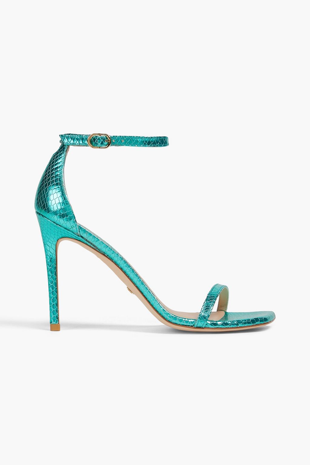 STUART WEITZMAN Metallic snake-effect leather sandals | THE OUTNET