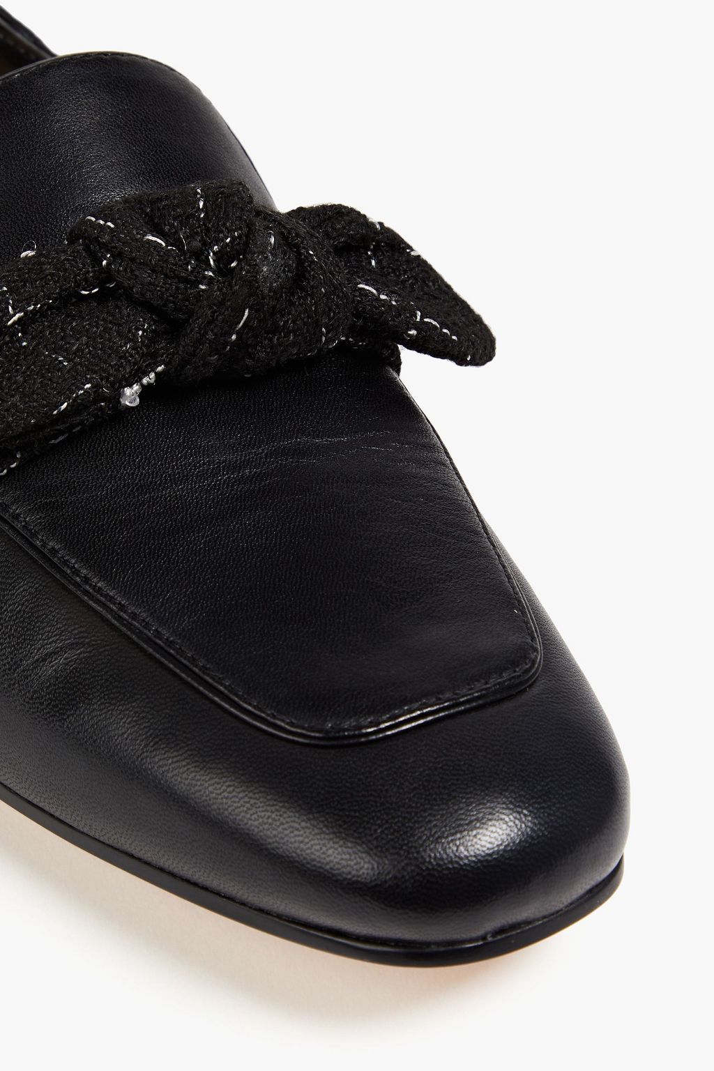 STUART WEITZMAN Bandeau bow-embellished leather loafers