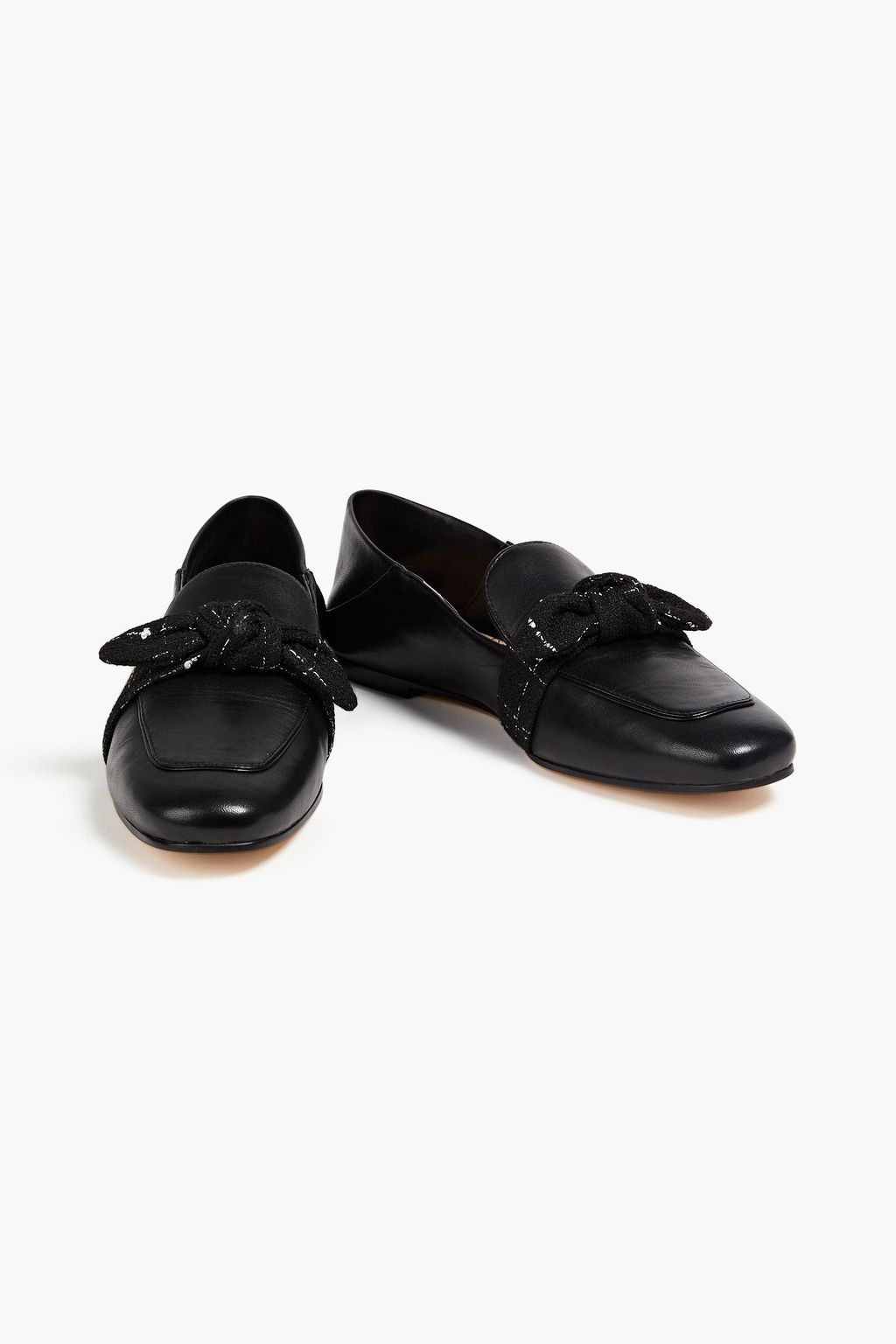 STUART WEITZMAN Bandeau bow-embellished leather loafers