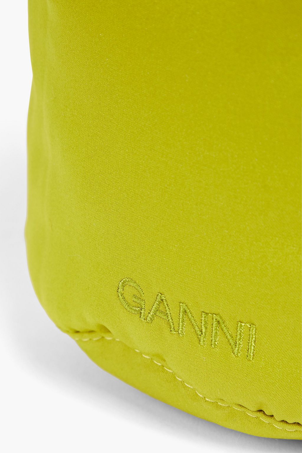 GANNI Embroidered knotted satin bucket bag