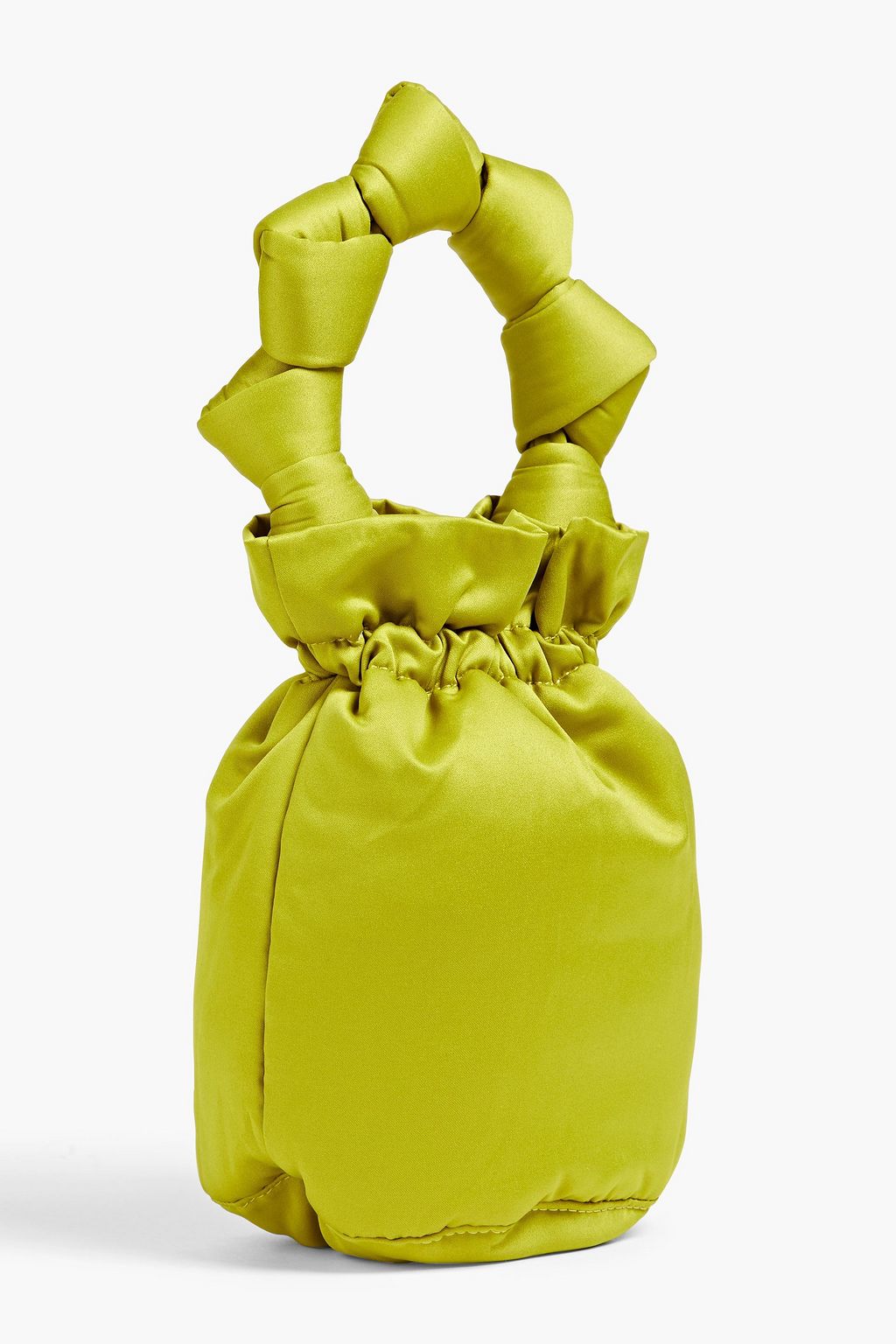 GANNI Embroidered knotted satin bucket bag