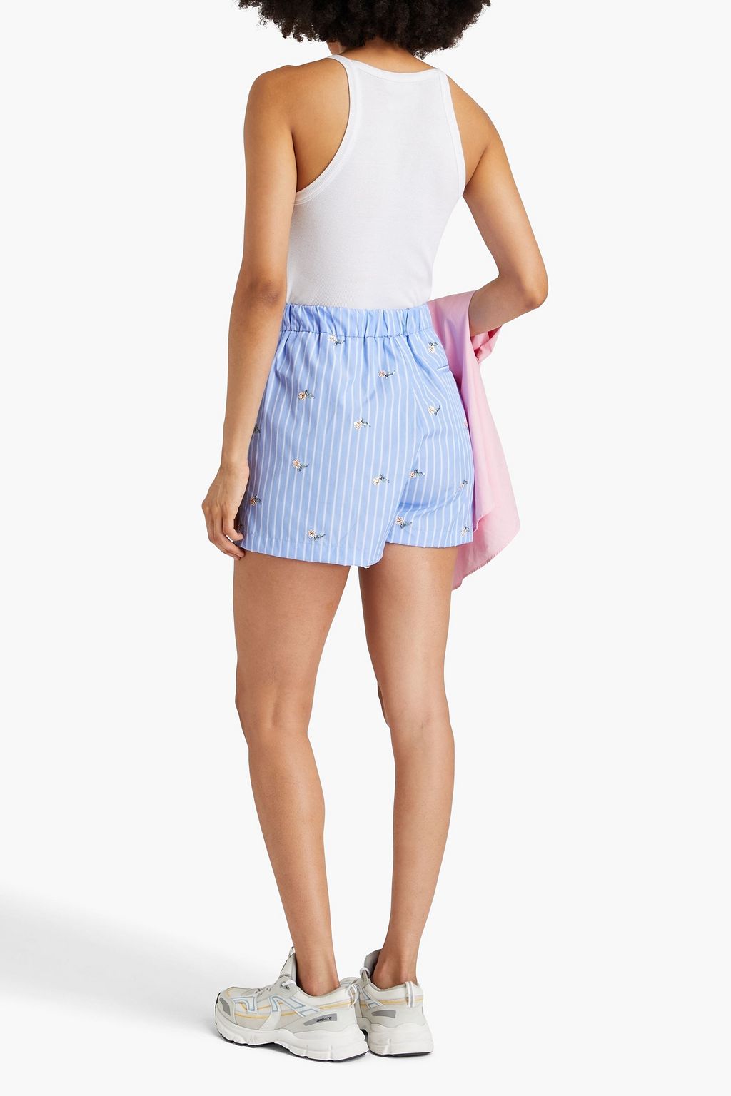 MSGM شورت من مزيج من القطن بتصميم مخطط مزركش