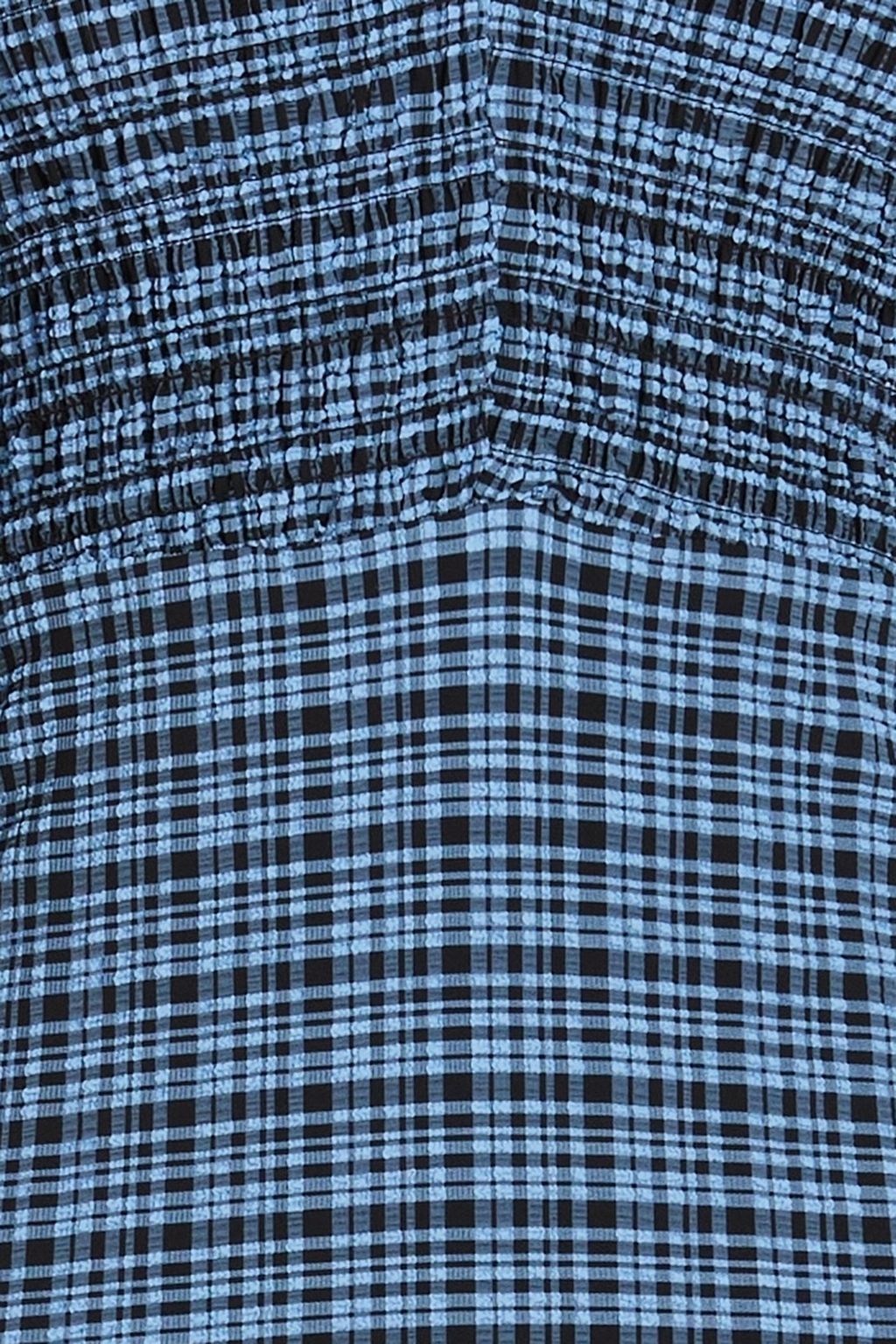 GANNI Shirred checked seersucker midi dress