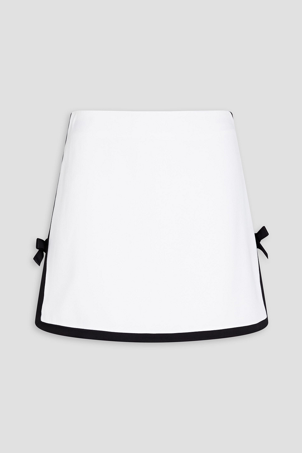 Shop Msgm Bow-embellished Two-tone Satin-crepe Mini Skirt In White