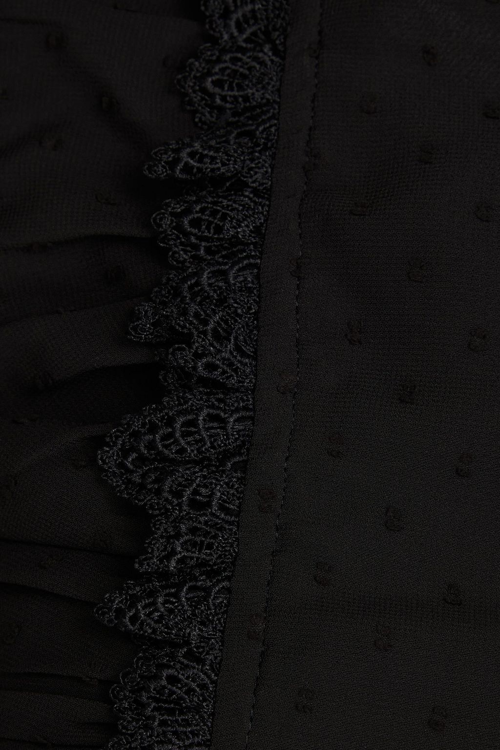 GANNI Guipure lace-trimmed ruffled Swiss-dot top