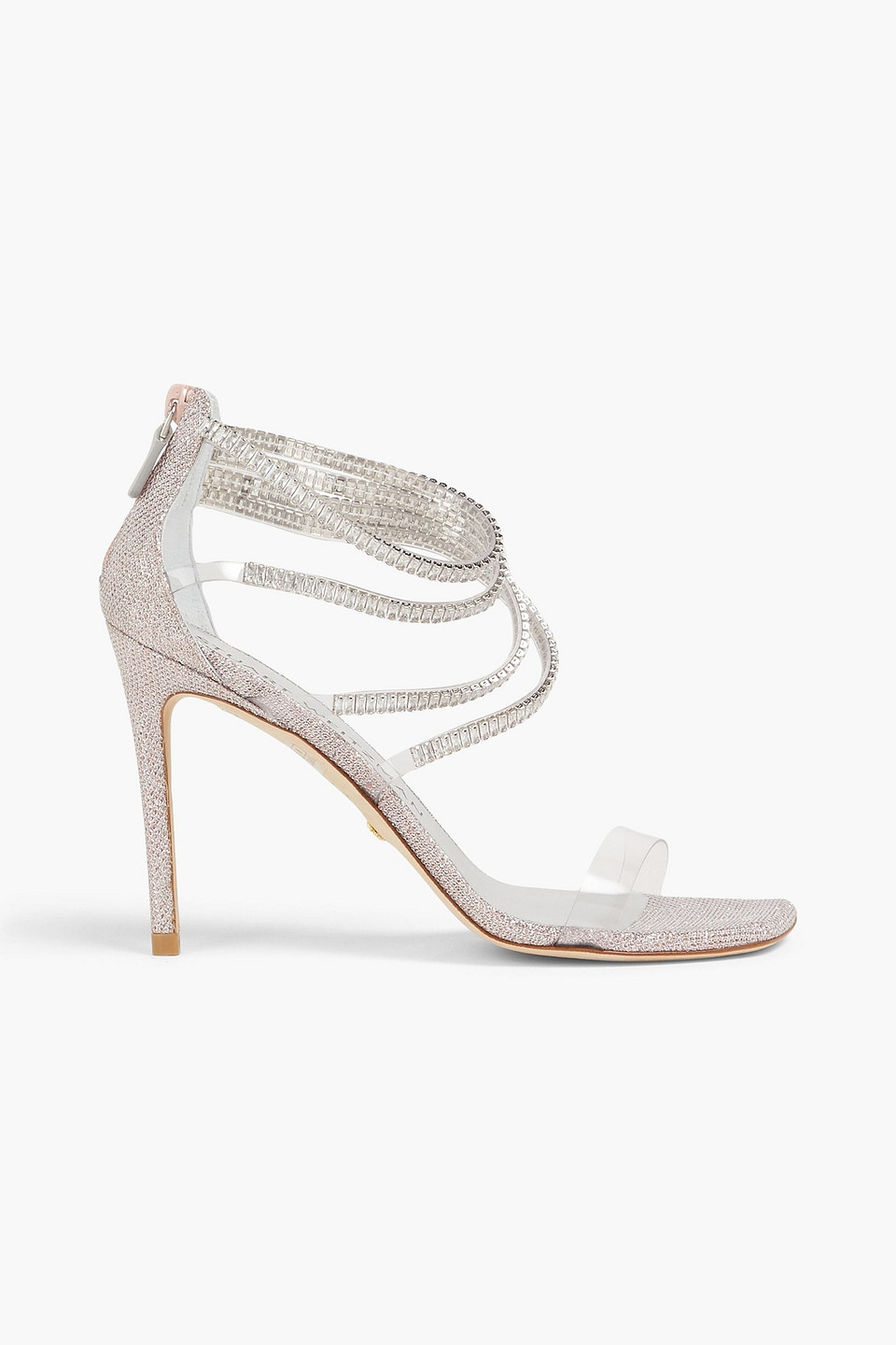 Stuart Weitzman Super Glam 100 Embellished Pvc And Lamé Sandals In Baby Pink