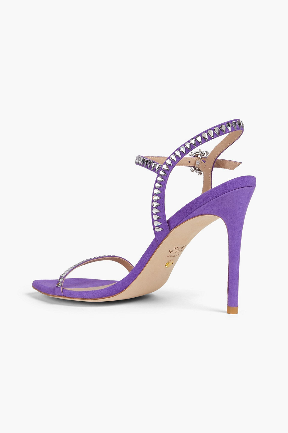 Shop Stuart Weitzman Gem Cut 100 Embellished Suede Sandals In Purple