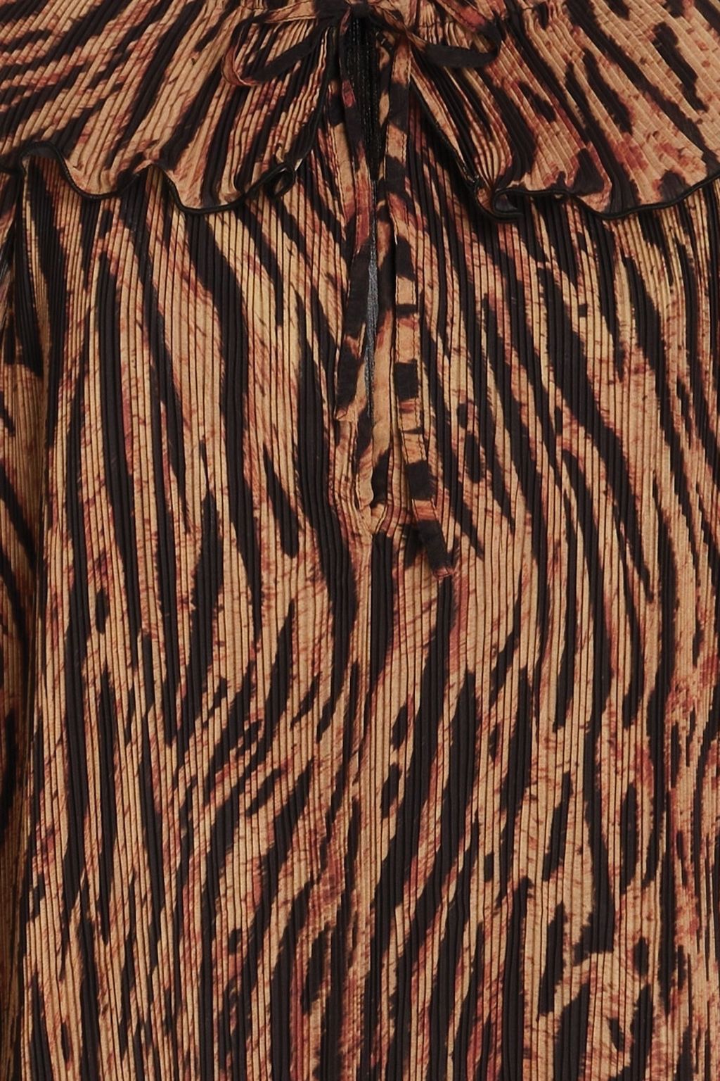 GANNI Ruffled tiger-print plissé-organza mini dress