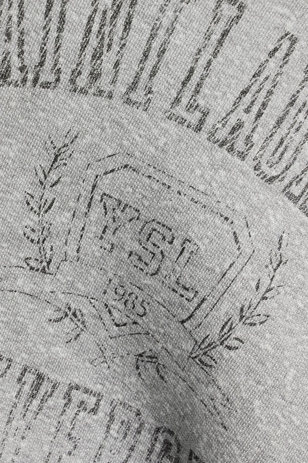 SAINT LAURENT Distressed printed French cotton-terry hoodie