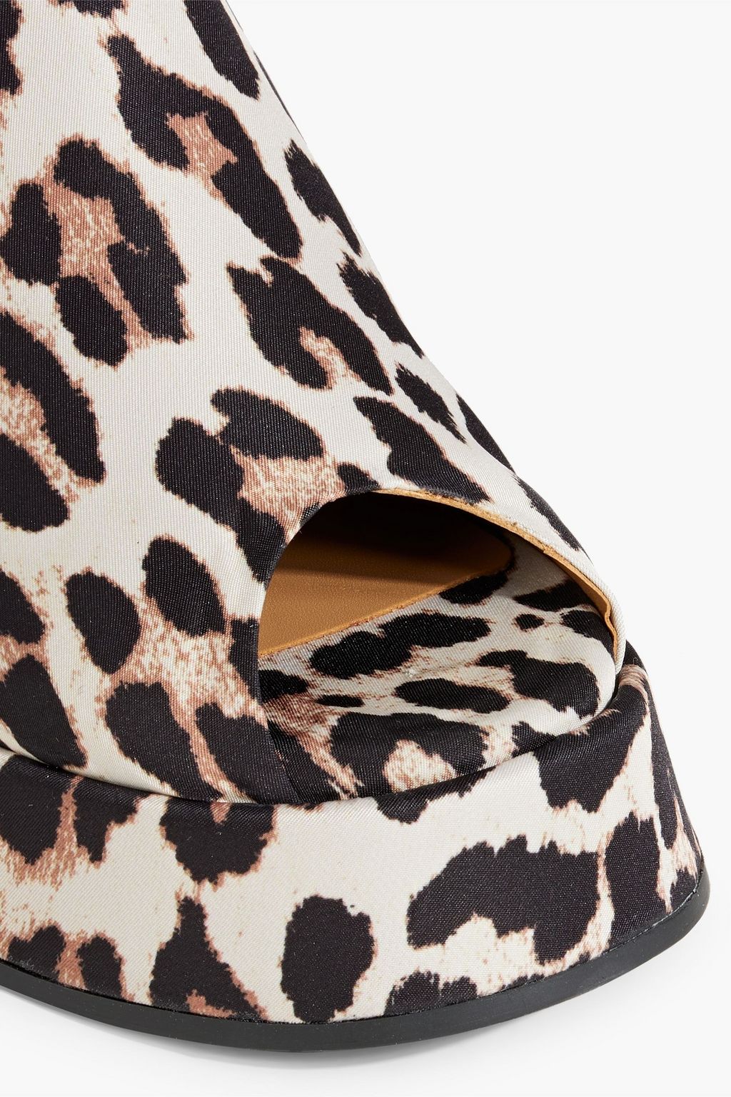 GANNI Leopard-print faille platform mules