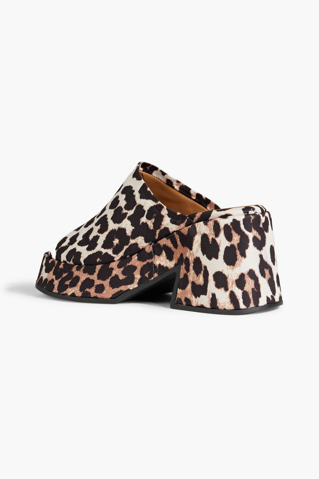 GANNI Leopard-print faille platform mules