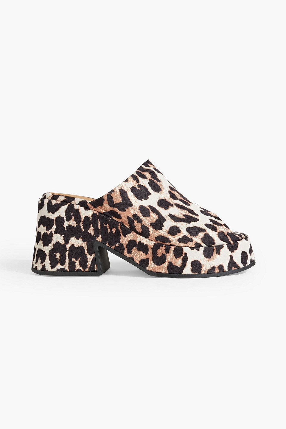 Ganni Retro 90 Leopard-print Satin Platform Mules In Animal Print