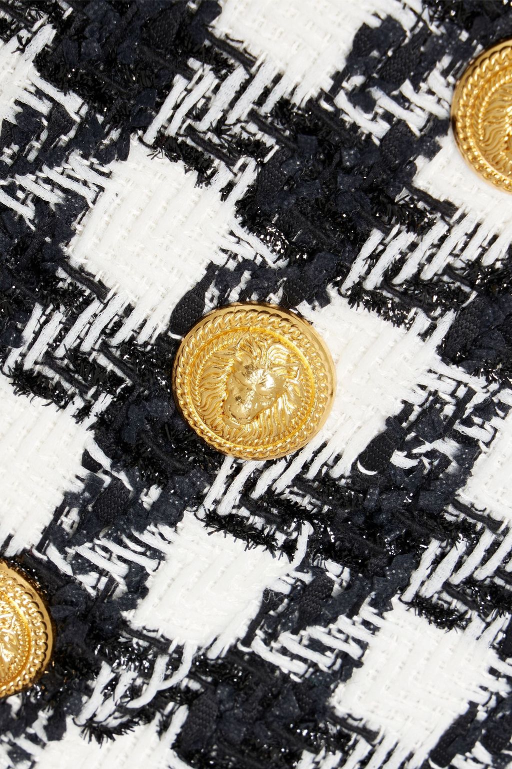 BALMAIN Button-embellished houndstooth tweed mini skirt