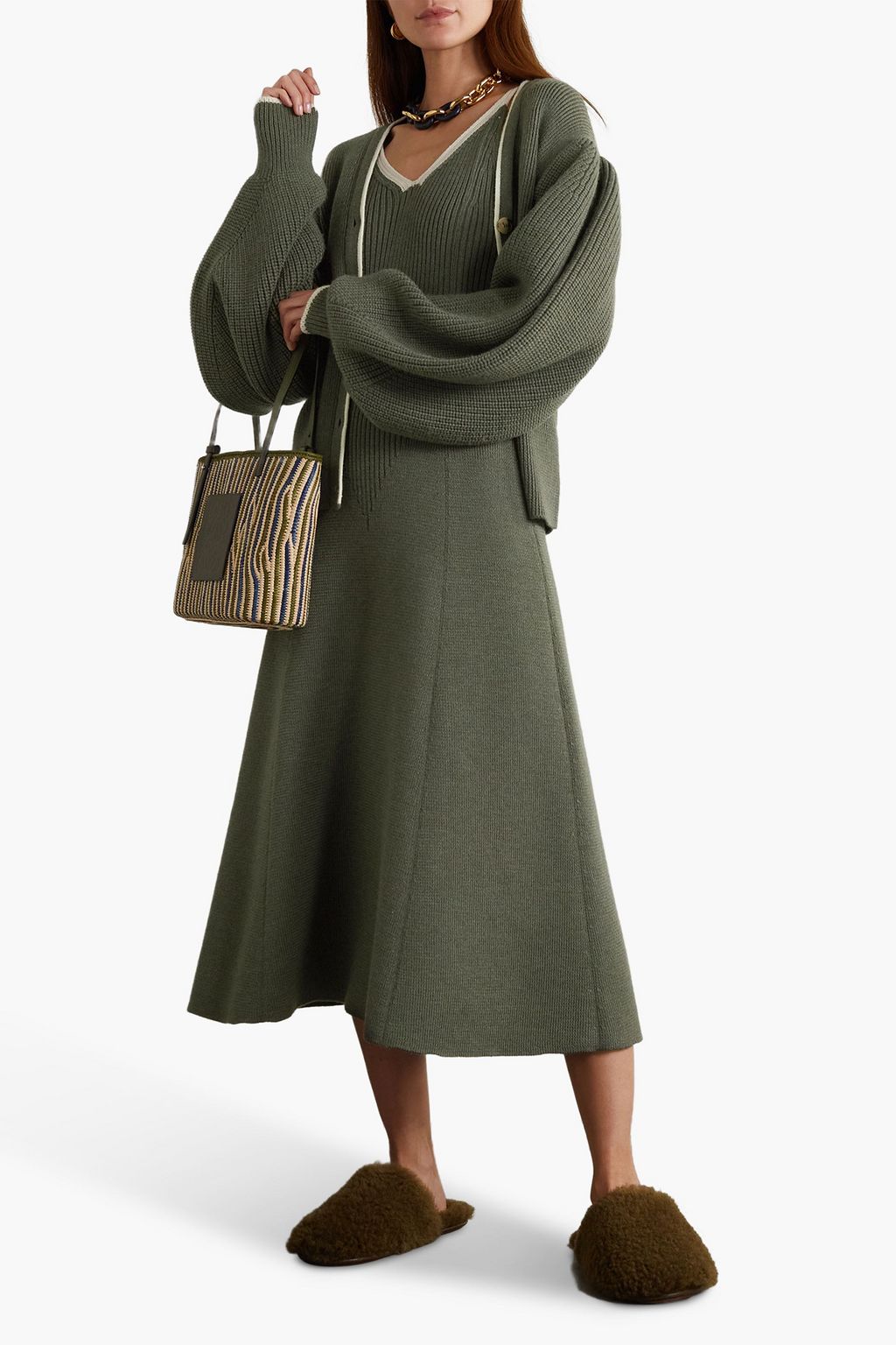 LOEWE Ribbed wool-blend cardigan
