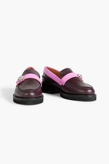 Beya Two-Tone Leather Loafers, Black/Pink