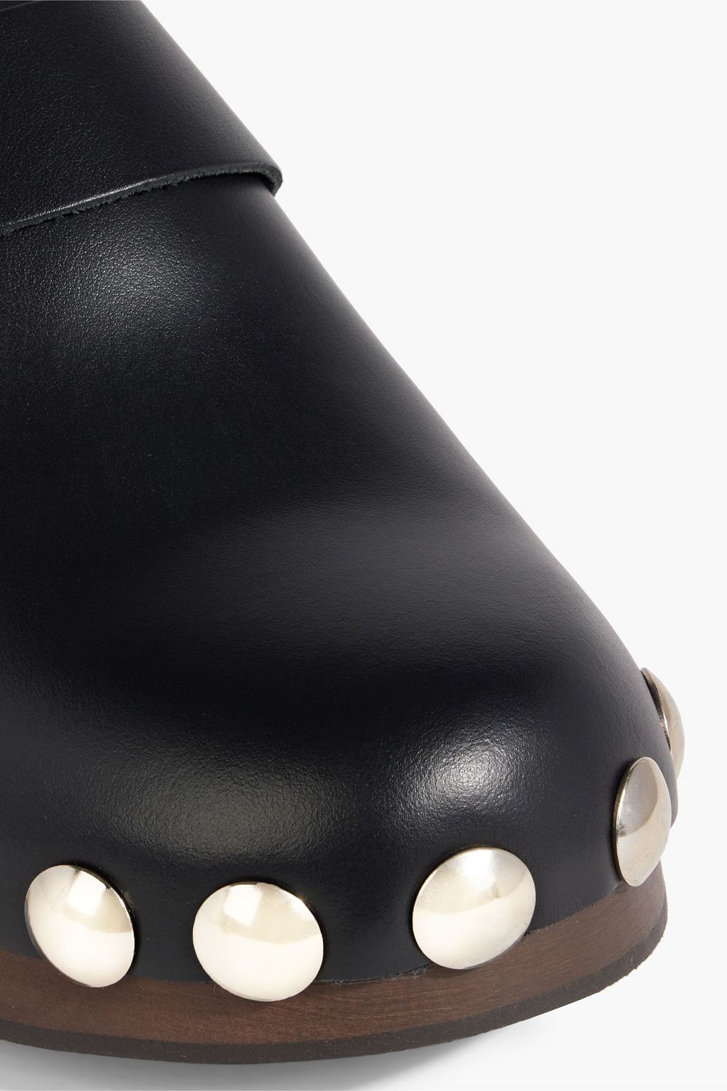 GANNI Studded buckled leather clogs