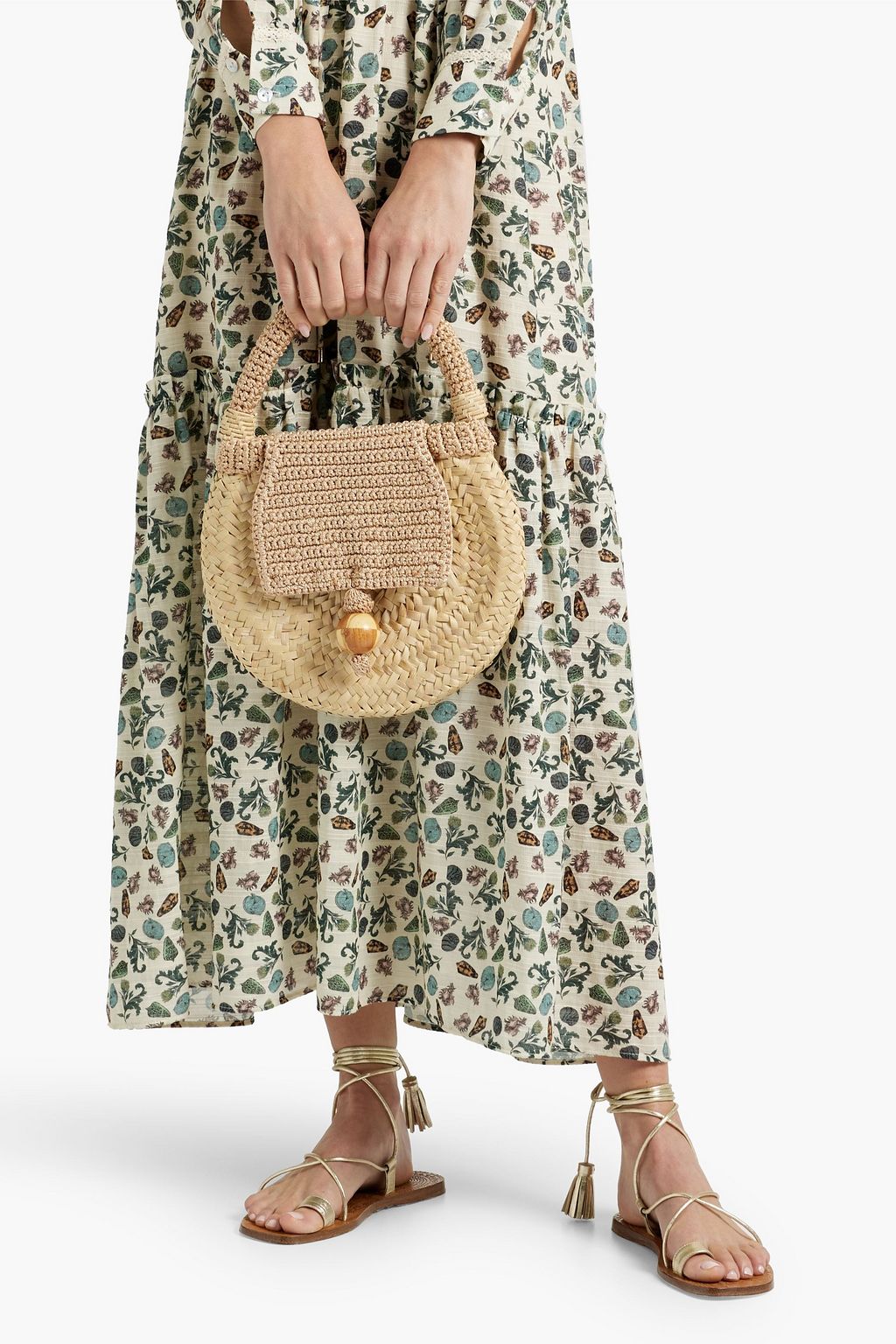 CATARINA MINA Carnaúba crochet and faux raffia tote
