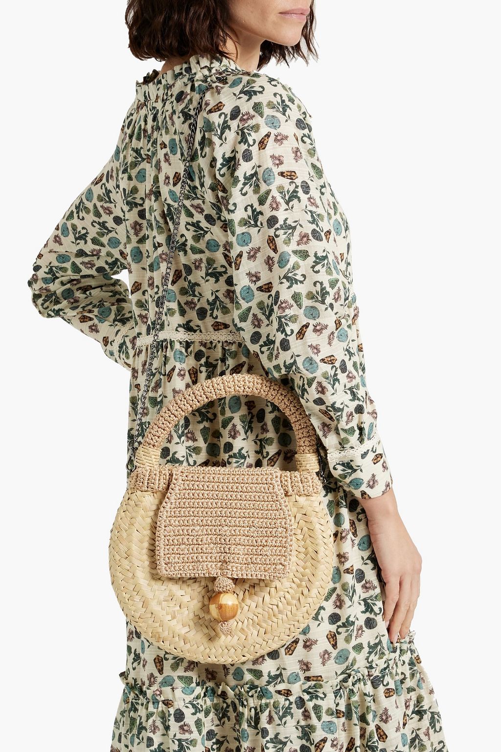 CATARINA MINA Carnaúba crochet and faux raffia tote
