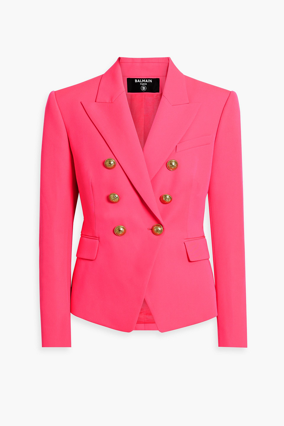 Balmain Wool Double-breasted Blazer In Bright Pink