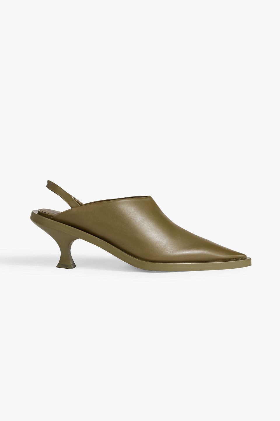 Jil Sander Leather Slingback Pumps In Army Green