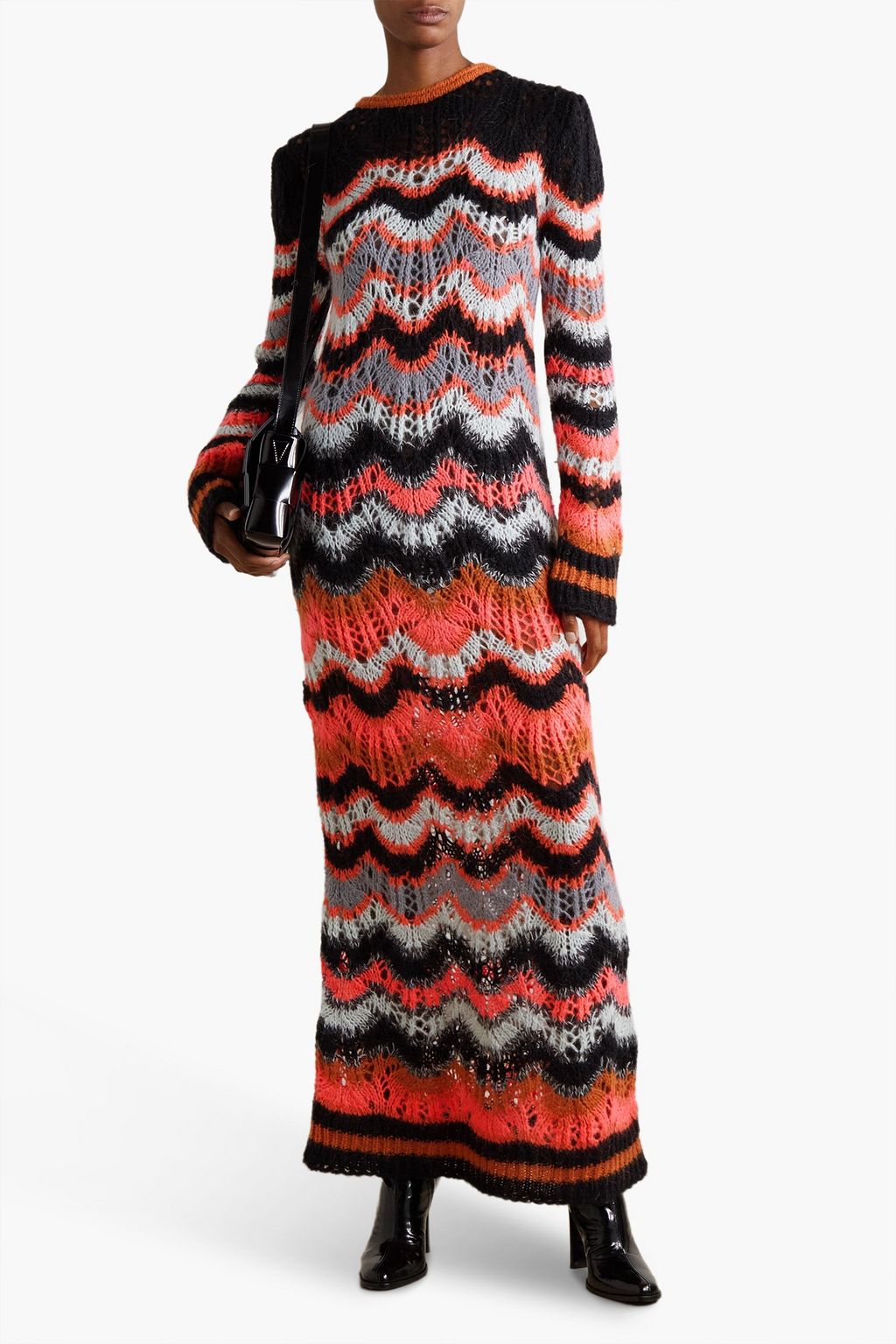 PHILOSOPHY DI LORENZO SERAFINI Striped open-knit maxi dress