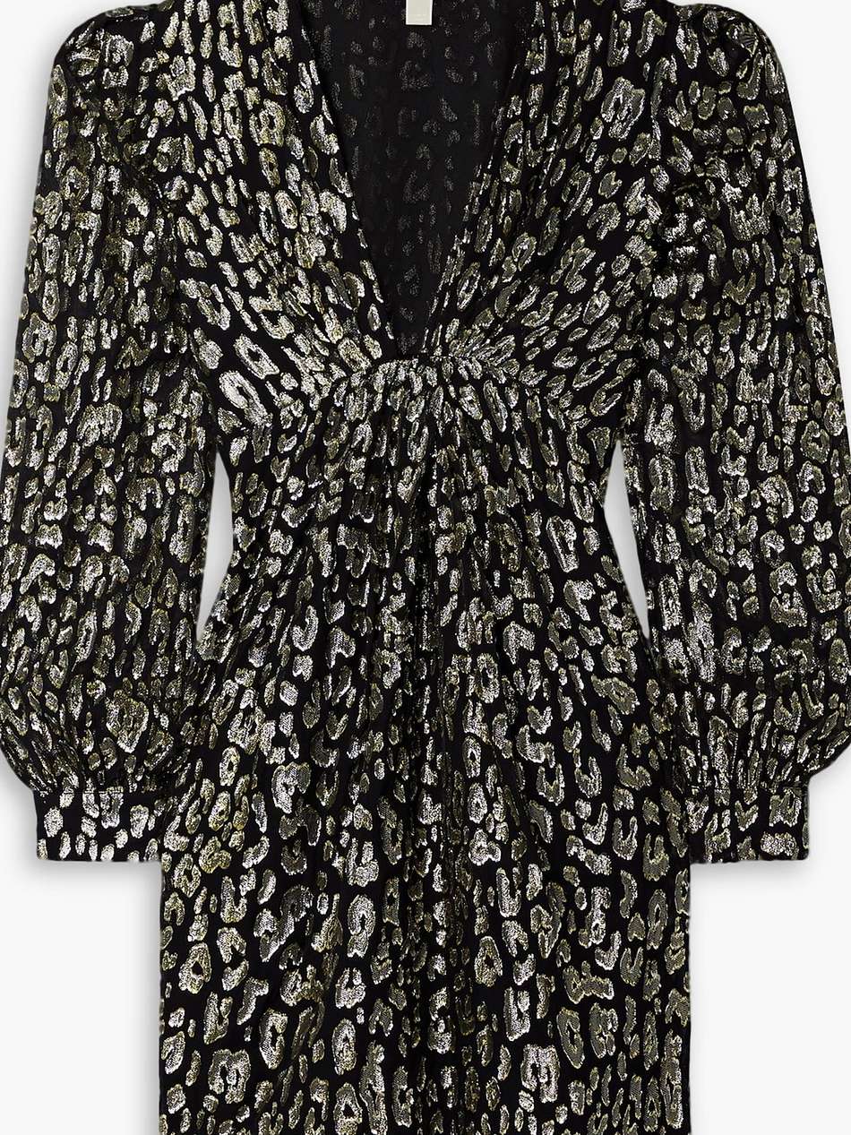 metallic leopard-print fil coupé chiffon mini dress