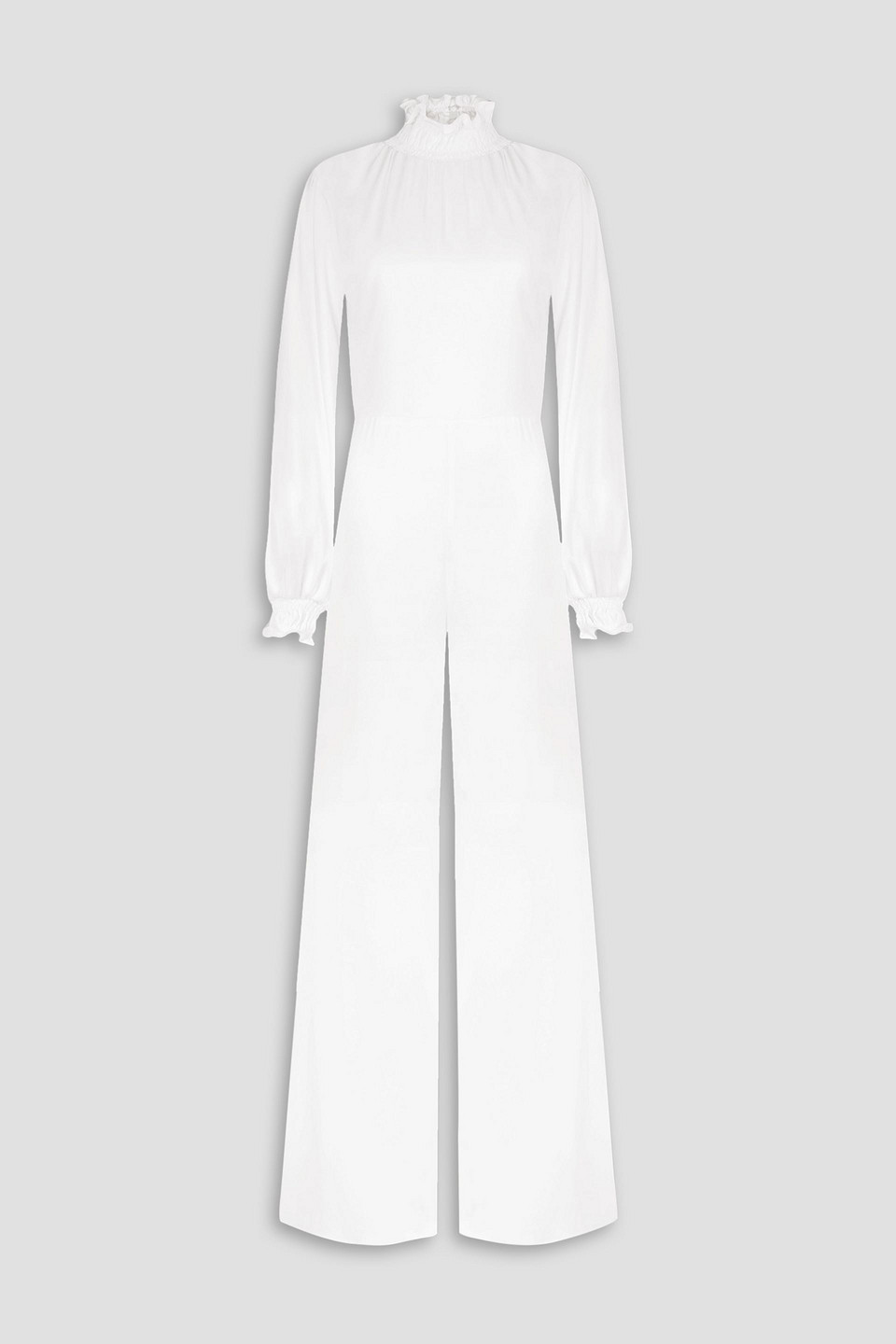 Vanessa Cocchiaro Mary Ruffled Satin Wide-leg Jumpsuit In White