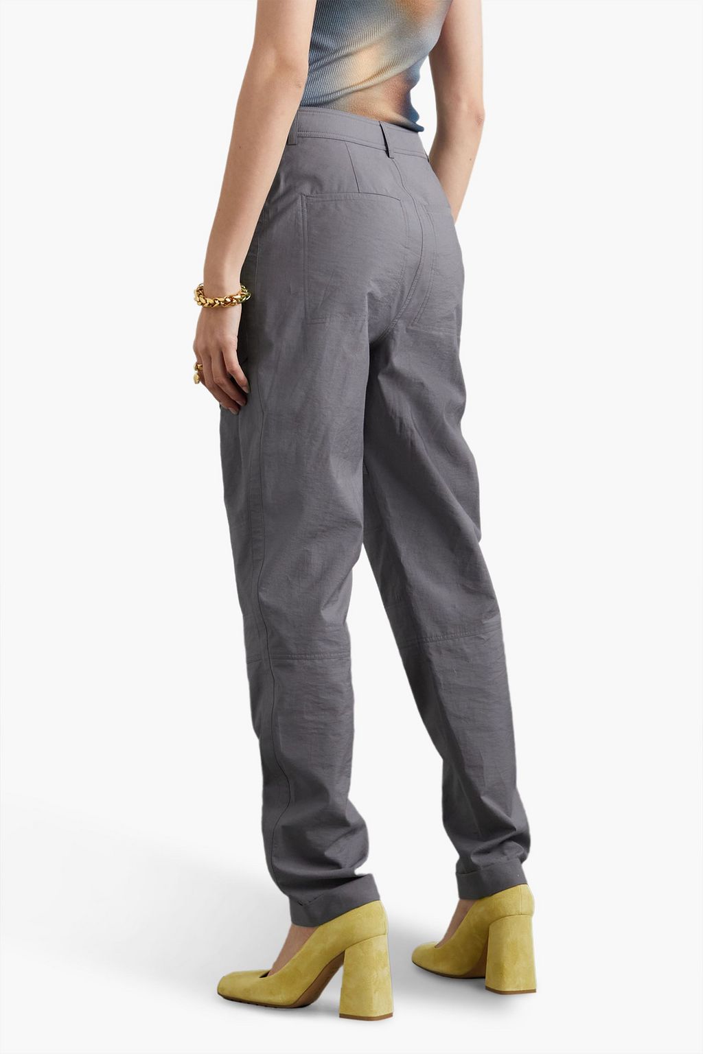 LOEWE Layered pleated cotton-blend tapered pants